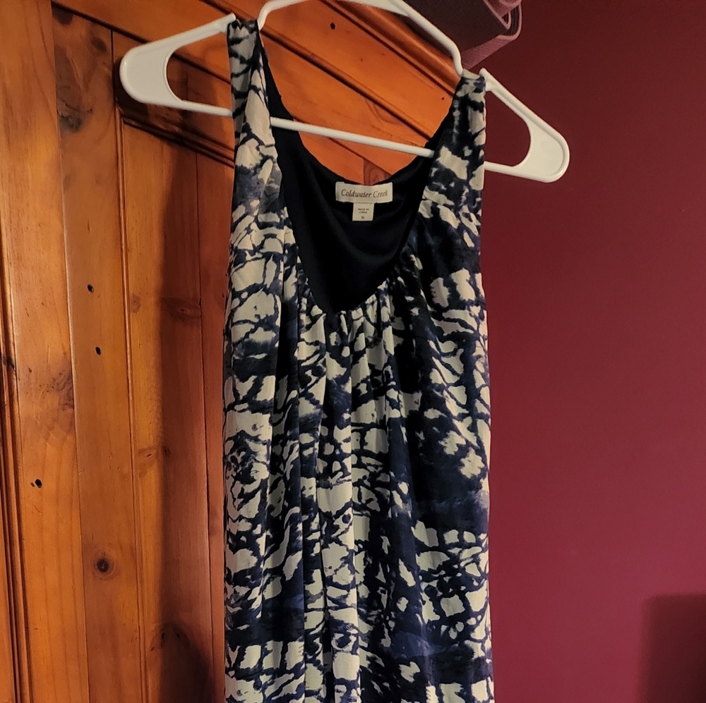 Coldwater Creek Maxi Dress Blue and White NWT